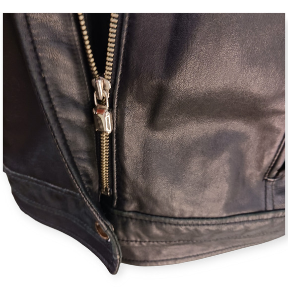 Laundry by Shelli Segal SZ XL Genuine Leather Jacket Gold Trim Buttery Soft - Picture 3 of 10